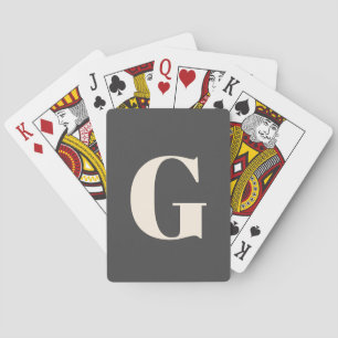 Jeu De Cartes Personnalisé simple Gras Monogramme noir et blanc