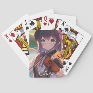 Jeu De Cartes Personnalisée Anime Girl Jouer le violon
