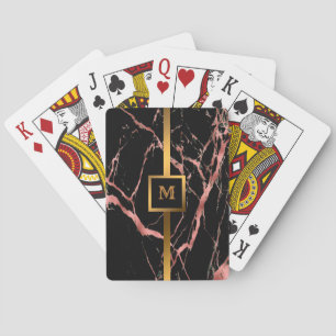 Jeu De Cartes Personnaliser de luxe en marbre noir rose