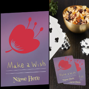 Jeu De Cartes Personnaliser Nom, Fleur Rouge Magique, Bkgd Viole