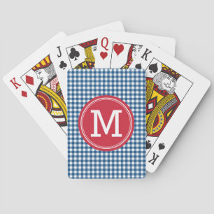Jeu De Cartes Personnalisez le Monogramme de style Country Blue 