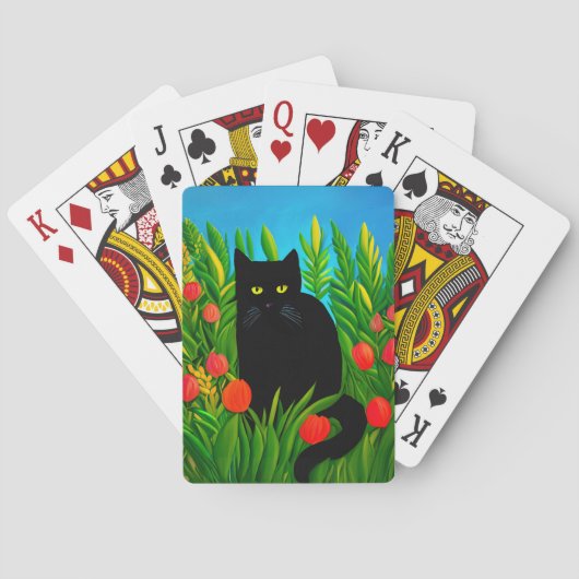 Jeu De Cartes Petit chat noir dans un jardin de tulipes (dos)