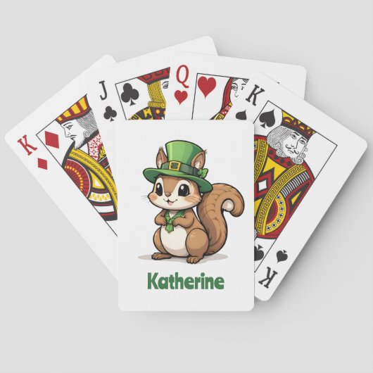Jeu De Cartes Petit écureuil de jour Saint Patrick personnalisé (dos)