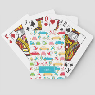Jeu De Cartes Petit Motif de véhicule avec prénom