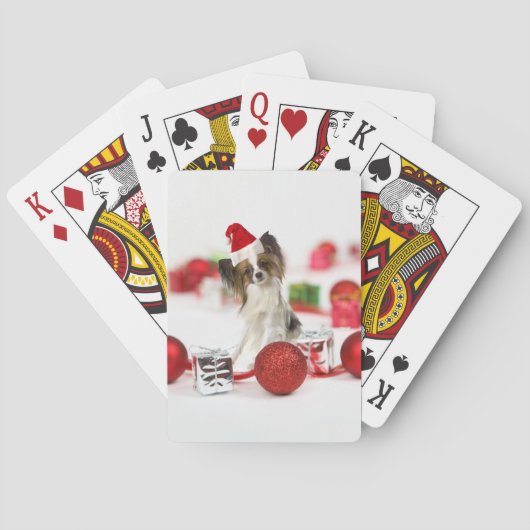 Jeu De Cartes Petit Papillon Chien Noël Santa Hat (dos)
