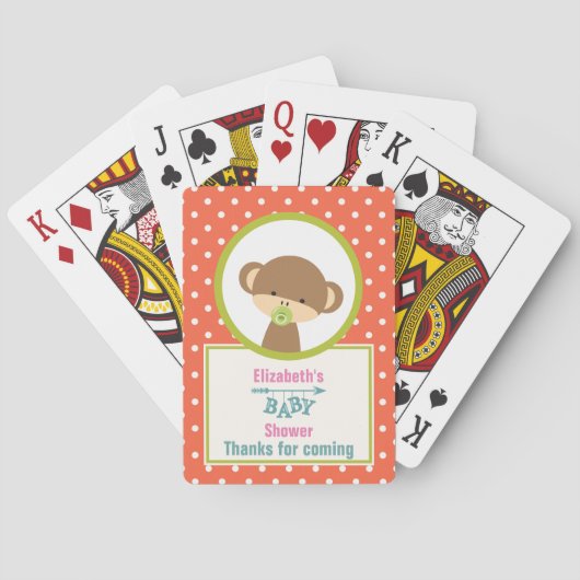 Jeu De Cartes Petit singe Brown avec Baby shower Pacifique (dos)