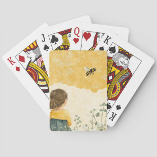 Jeu De Cartes Petite Fille Regardant un Bourdon