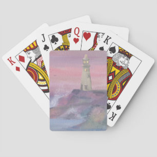 Jeu De Cartes Phare Côtier Bluff Avec Ciel Rose