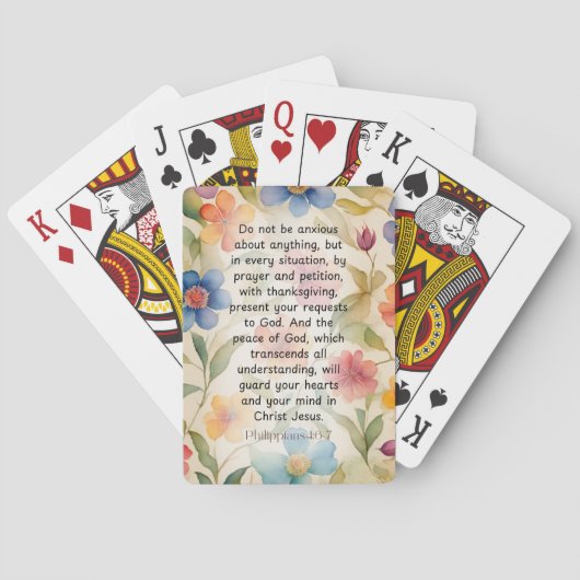 Jeu De Cartes Philippiens 4:6-7 Bible chrétienne Verse Aquarelle (dos)