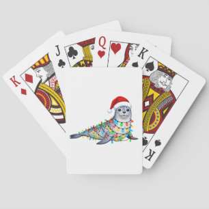 Jeu De Cartes Phoque de fête recouvert de lumières de Noël
