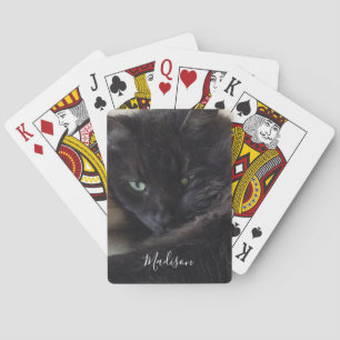 Jeu De Cartes Photo de chat noir Nom personnalisé