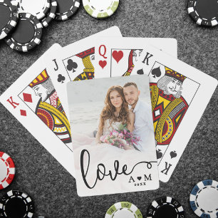 Jeu De Cartes Photo de couple à l'écriture élégante Love