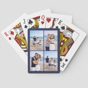 Jeu De Cartes Photo de famille personnalisé bleu marine nautique