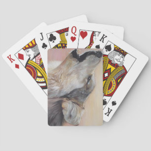Jeu De Cartes photo de loup gris hurlant d'animaux sauvages