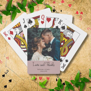 Jeu De Cartes Photo de mariage élégant mauve Amour et Merci