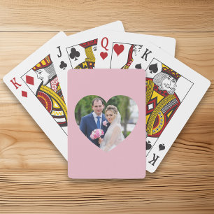 Jeu De Cartes Photo de mariage en forme de cœur rose