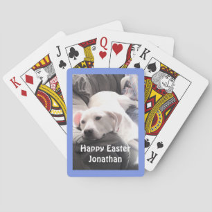Jeu De Cartes Photo de mignon chien blanc Lazy avec meilleur ami