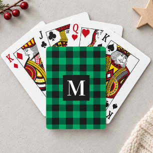 Jeu De Cartes Photo de monogramme en carreau de bœuf vert rustiq