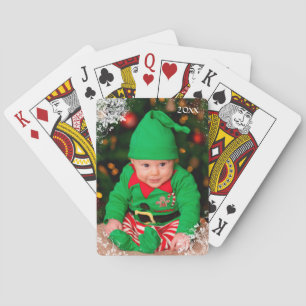 Jeu De Cartes Photo de Noël personnalisée Cadre de flocon de nei