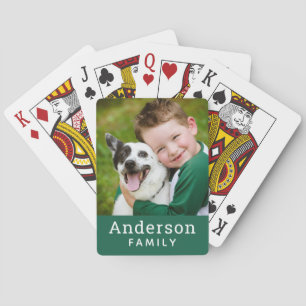 Jeu De Cartes Photo de nom de famille personnalisé vert moderne
