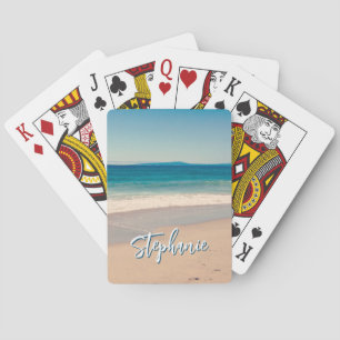 Jeu De Cartes Photo de plage personnalisée Océan Bleu Scénique