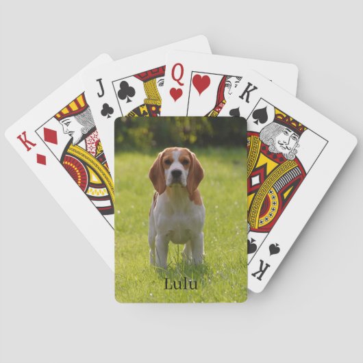 Jeu De Cartes Photo et nom du chien beagle Personnalisé (dos)