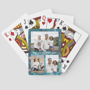 Jeu De Cartes Photo Famille/Animaux de compagnie Marbre Turquois
