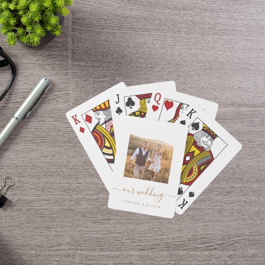 Jeu De Cartes photo mariage blanc or moderne