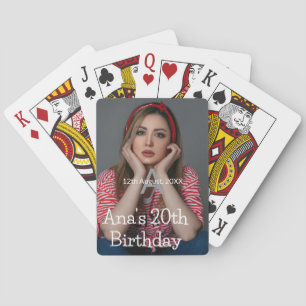 Jeu De Cartes Photo monogramme joyeux 20e anniversaire gris blan