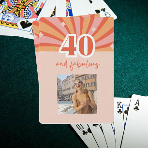 Jeu De Cartes Photo personnalisée 40 et fabuleux - pêche rétro b