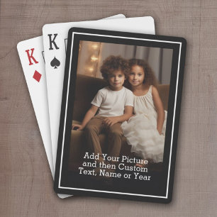 Jeu De Cartes Photo personnalisée et texte avec bordure noire