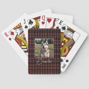 Jeu De Cartes Photo Rustique rouge et noir Plaid Motif