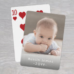 Jeu De Cartes Photo & Simple Texte Blanc Unique Conserver Modern<br><div class="desc">Partagez une photo préférée lors d'une soirée de jeu avec d'élégantes cartes personnalisées. Ce modèle est mis en place pour un bébé, mais il est facile de personnaliser avec le nom d'une famille, d'un ami ou d'un animal de compagnie, les initiales monogrammées d'un couple de mariages, ou toute formulation de...</div>