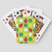 Jeu De Cartes Pickleball ladybugs et picklaballs sur vert frais (dos)