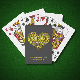 Jeu De Cartes Pickleball Player Nom personnalisé Coeur Design