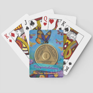 Jeu De Cartes Pièce commémorative 1 an AA Papillons Fleurs