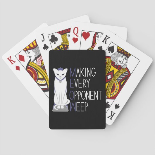 Jeu De Cartes Pièce d'échecs de chat blanc avec texte (dos)