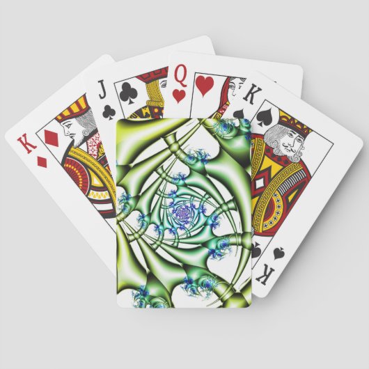 Jeu De Cartes Piège | Art fractal bleu et vert (dos)