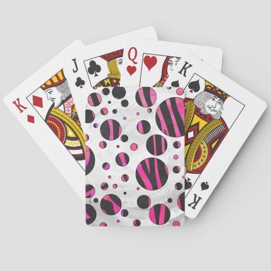 Jeu De Cartes Piloka Dot Zebra noir et rose chaud (dos)