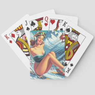 Jeu De Cartes Pin de ski vintage vers le haut