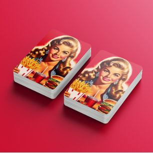 Jeu De Cartes Pin-up de restauration rapide vintage