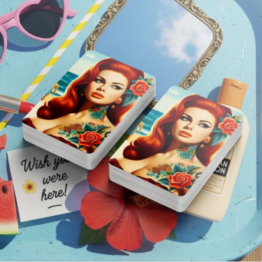 Jeu De Cartes Pin-up rousse tatouée