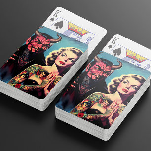 Jeu De Cartes Pin-up tatoué rétro diabolique