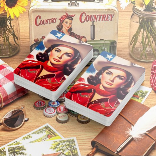 Jeu De Cartes Pin-up Western Vintage