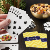 Jeu De Cartes Pineapple Lt Yellow LG Chevron Navy Nom monogram (In Situ)