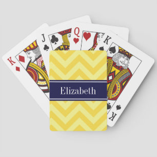 Jeu De Cartes Pineapple Lt Yellow LG Chevron Navy Nom monogram