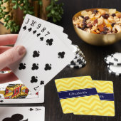 Jeu De Cartes Pineapple Lt Yellow LG Chevron Navy Nom monogram (In Situ)