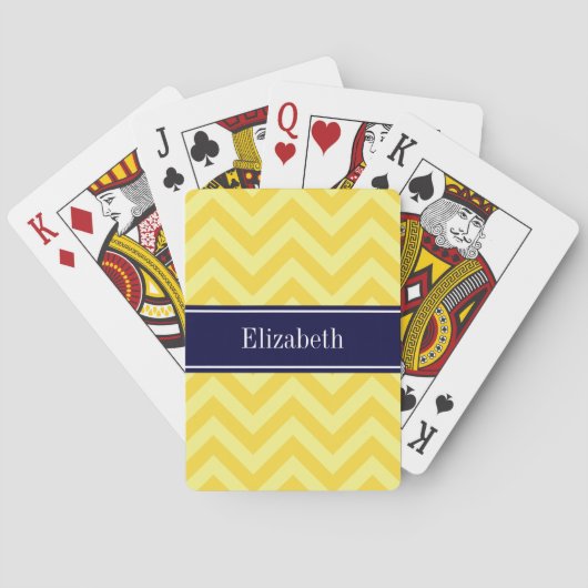 Jeu De Cartes Pineapple Lt Yellow LG Chevron Navy Nom monogram (dos)