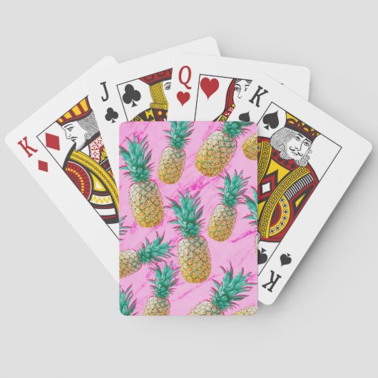 Jeu De Cartes Pineapples tropicales et Pink Marble Colorful (dos)