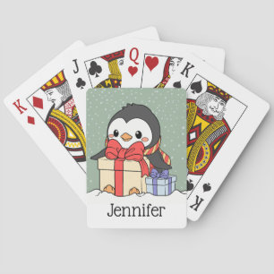 Jeu De Cartes Pingouin mignon avec cadeaux de Noël dans la chute